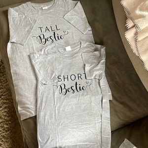 Women’s T shirts.  Tall Bestie is a size large. Short Bestie is a size small.